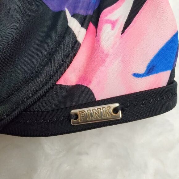 PINK Floral Swimsuit Bikini Top Black Pink Size Medium - Picture 4 of 7